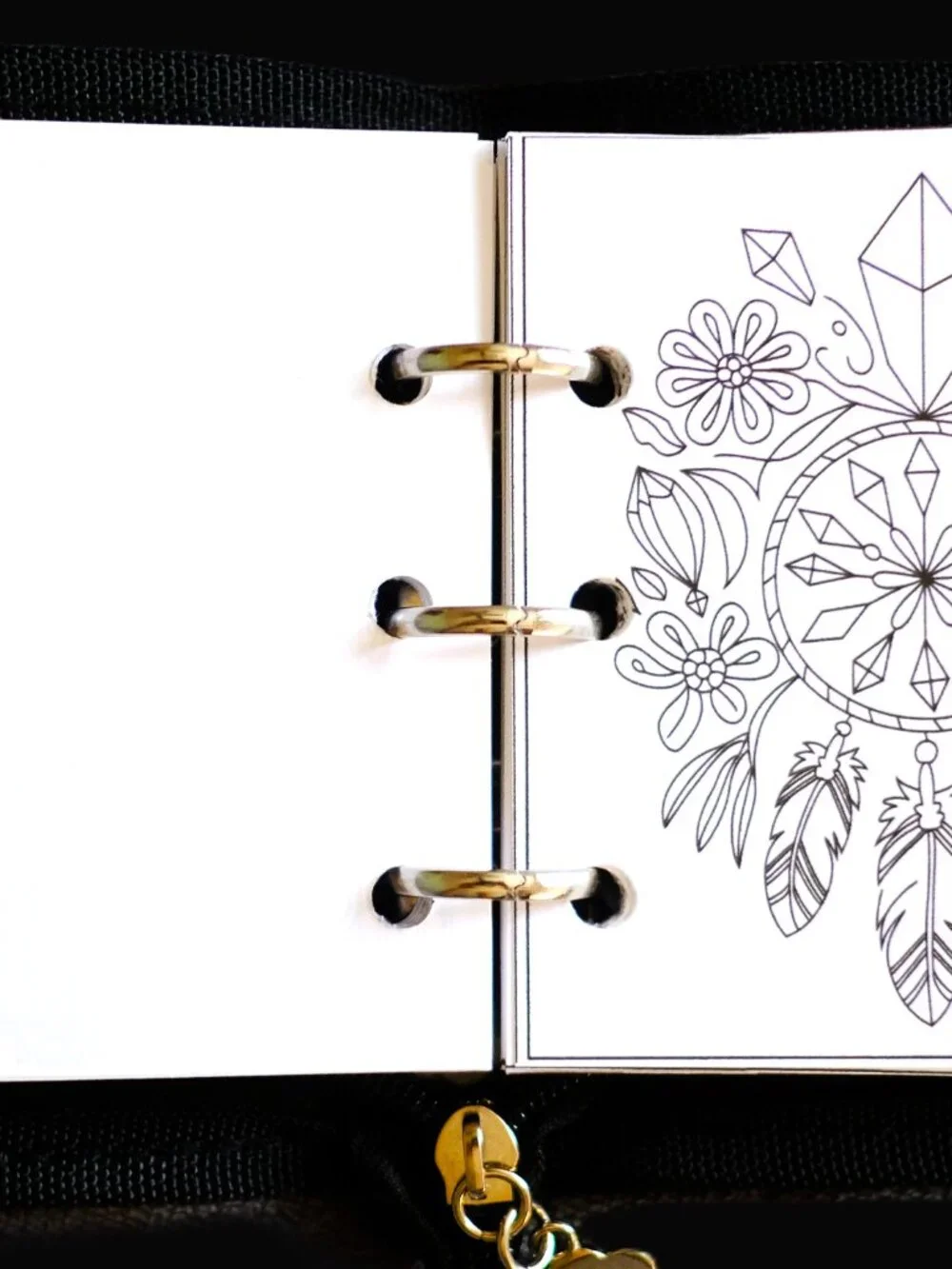 Mini Coloring Book & Pencil Set, Trippy Hippie, Handmade, binder cover, zipper